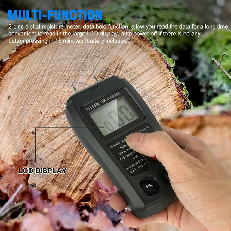 Lzvxtym Wood Moisture Meter Tester, Electric Portable Humidity Tester  Detector for Wood Logs Firewood Hardwood