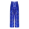 thumbnail image 3 of TiaoBug Kids Girls Sequin Pants Sparkly Wide Leg Trousers Hip Hop Jazz Dance Disco Party Rave Outfits Royal Blue 14, 3 of 5