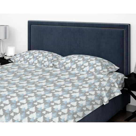 Cotton House - Flannel Sheet Set, 100% Mercerized Cotton, Twin Size, Pine Trees Design