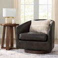 thumbnail image 2 of Better Homes & Gardens Bradford Wooden Base Swivel Accent Chair, Dark Espresso Faux Leather, 2 of 9