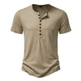 thumbnail image 2 of Chemises pour Hommes, Mode Homme Décontractée Uni Ajusté Manches Courtes Col Rond T-Shirt Hauts Blouse, 2 of 9