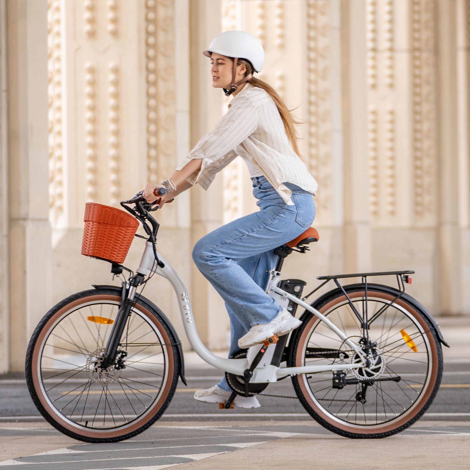 DYU 26" Commuter Electric Bike for Adults, Peak 500W 36V 15.6AH, Pedal-Assist, Shimano 7-Speed, Cruiser City E Bike UL2849