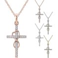 thumbnail image 2 of 14K Gold Plated Cubic Zirconia Cross Necklace for Women Faith Pendant Necklaces Simple Diamond Jewelry Gift For Party, 2 of 4