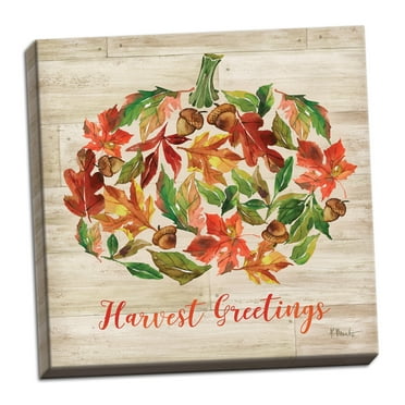 Gango Home Decor Modern Pumpkin Collage by Paul Brent (Ready to Hang); One 12x12in Hand-Stretched Canvas