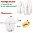 thumbnail image 2 of 12 oz Clear Plastic Dessert Cups with Dome Lids NO HOLE - 20 Sets Disposable Snack Bowls for Ice Cream, Parfait, Banana Pudding, Jello and Individual Desserts at Party, Fruit Cup with No Leaks, 2 of 4