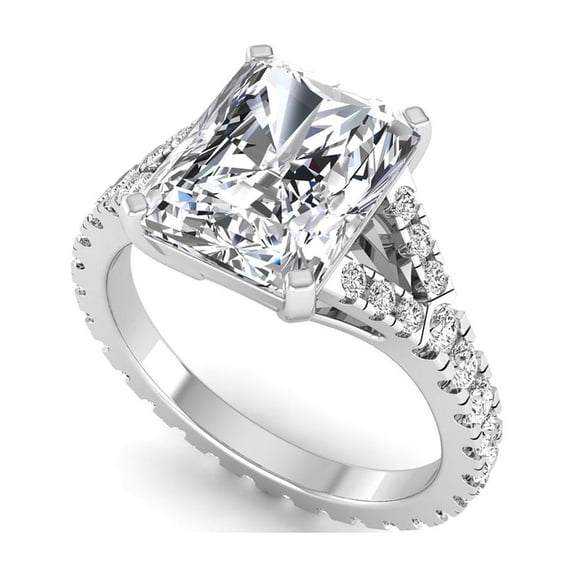 SHANTI JEWEL 3 Carat Radiant Cut Lab Grown Diamond Split Shank Engagement Ring for Women, 14K White Gold, IGI Certified D VS1 7 US
