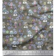 thumbnail image 1 of Soimoi Cotton Cambric Fabric Floral,Owl & Cow Cartoon Print Fabric by The Yard 56 Inch Wide, 1 of 1
