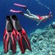thumbnail image 1 of Aletas de snorkel, aletas de natación para snorkel, buceo, hombres adultos, mujeres, talón abierto, equipo de natación, aletas de piezaza, equipo de Rojo Negro S, 1 of 8