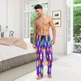 thumbnail image 7 of Colorful Flower Pattern Men's Lightweight Pajama Bottoms Stretch Elastic Waist Side Pockets Spring Fall, 7 of 7