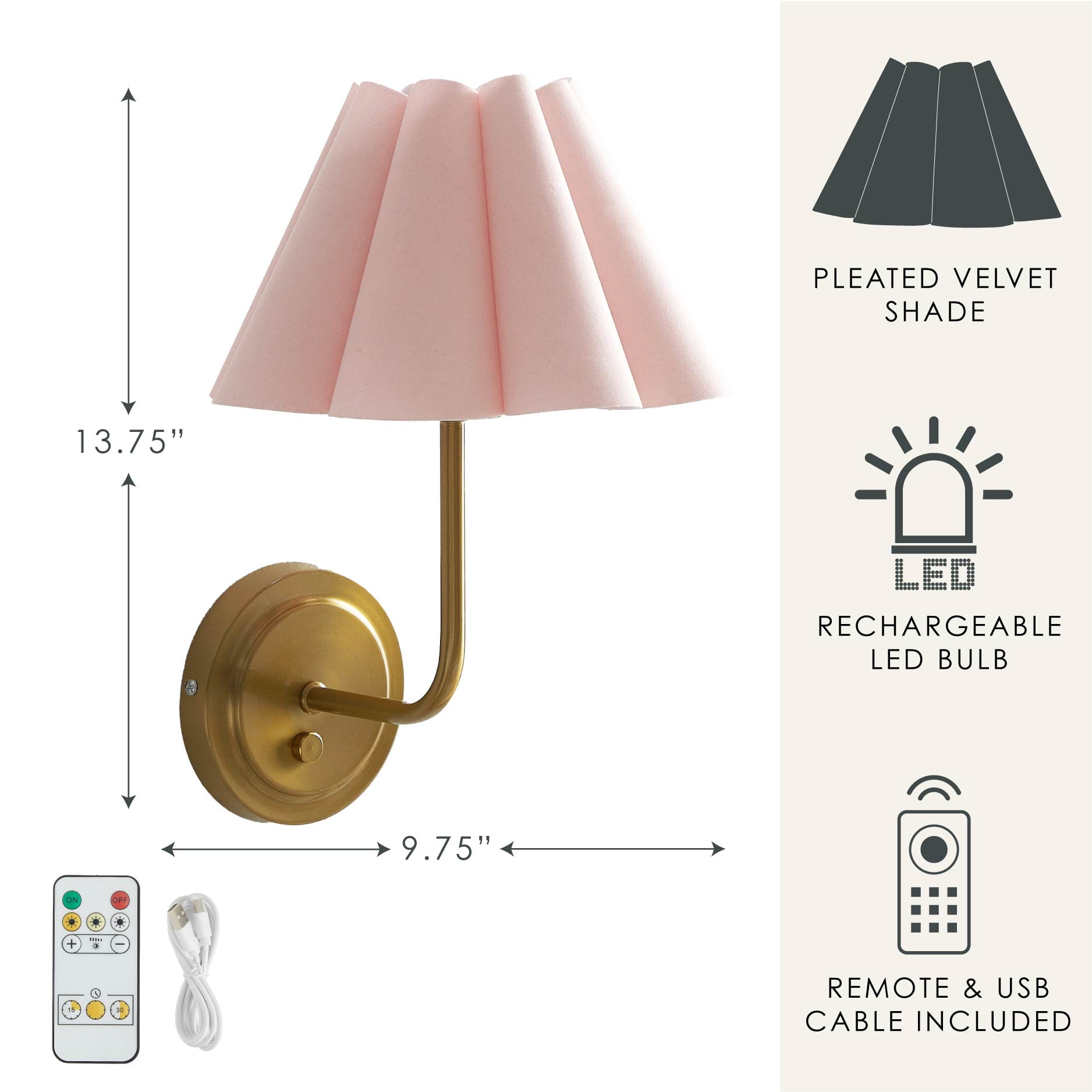Home Decor Collection Pink Velvet Pleated Wall Sconce