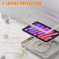 thumbnail image 4 of Shockproof Case for Apple iPad mini 6/7, iPad mini 6th 7th Gen Cover, 360 Rotating Stand Translucent Back Cover Shockproof Adjustable Shoulder Strap Kids Friendly with Pencil Holder, Khaki, 4 of 12