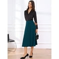 thumbnail image 4 of DARING DIVA Women's High Waist Satin Flared A Line Midi Skirts XS Lake Blue, 4 of 6