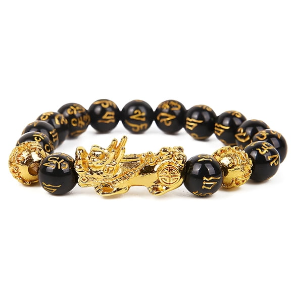 DESIGNICE Fashionable Black Obsidian Bracelets - Good Luck Amulet Dragon Lucky Charm Bracelets Pi Xiu Pi Yao Attract Lucky Wealthy Bracelets for Women Men