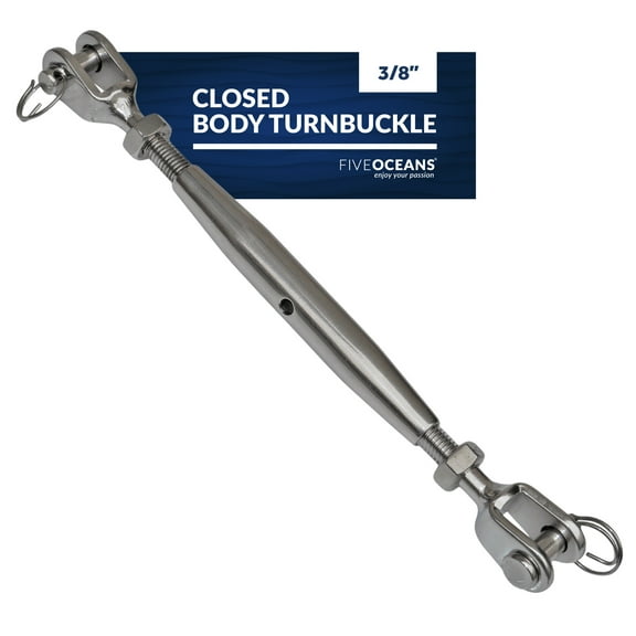 Five Oceans 3/8 inches ( 10 Mm ) Jaw/jaw Turnbuckle Closed Body for Sailboat 316 Stainless Steel- FO2954