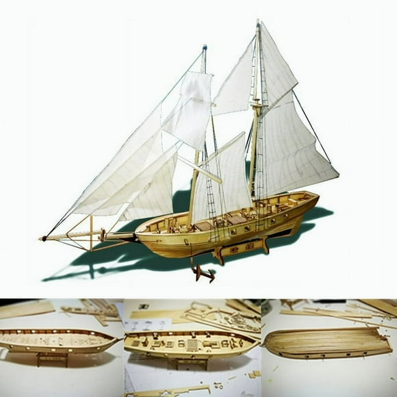 1 100 Scale Wooden Wood Sailboat Ship Kits Home DIY Model Home Decoration Boat Gift Toy for Kids