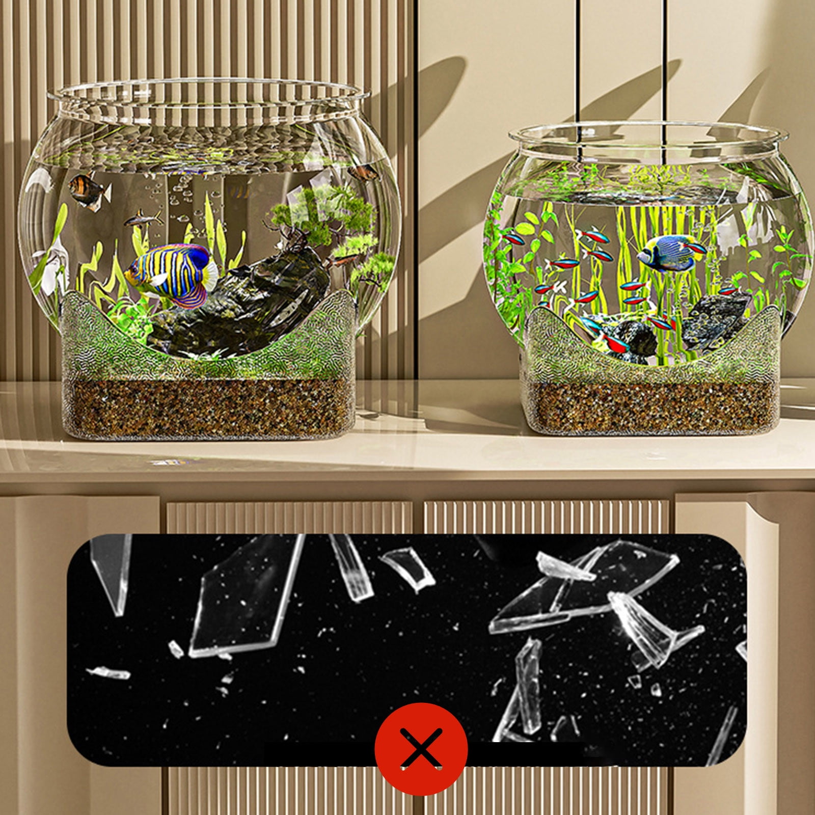 Round Fish Bowl for Betta Fish & Turtles – Shatterproof Clear Desktop Aquarium Tank, Small Transparent Fish Tank for Home/Office Decor, Doubles as Flower Vase Centerpiece