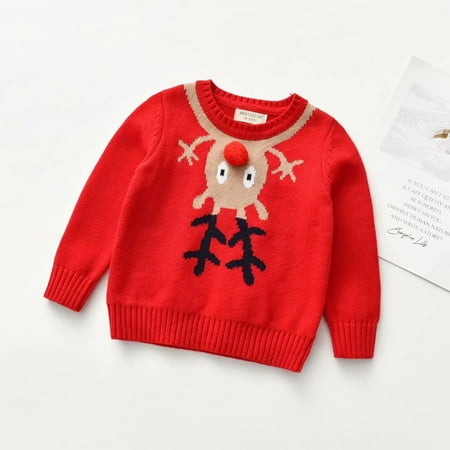

Christmas Clearance Items LIDYCE Infant Kids Baby Girls Boys Christmas Deer Knit Pullover Sweater Tops B L