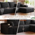 thumbnail image 4 of Muumblus 107" Cloud Sectional Sofa with Left Chaise, Cozy L-Shaped Modular Sofa, Plush Corduroy Sleeper Bed Couch, No Assembly Required, Black, 4 of 9