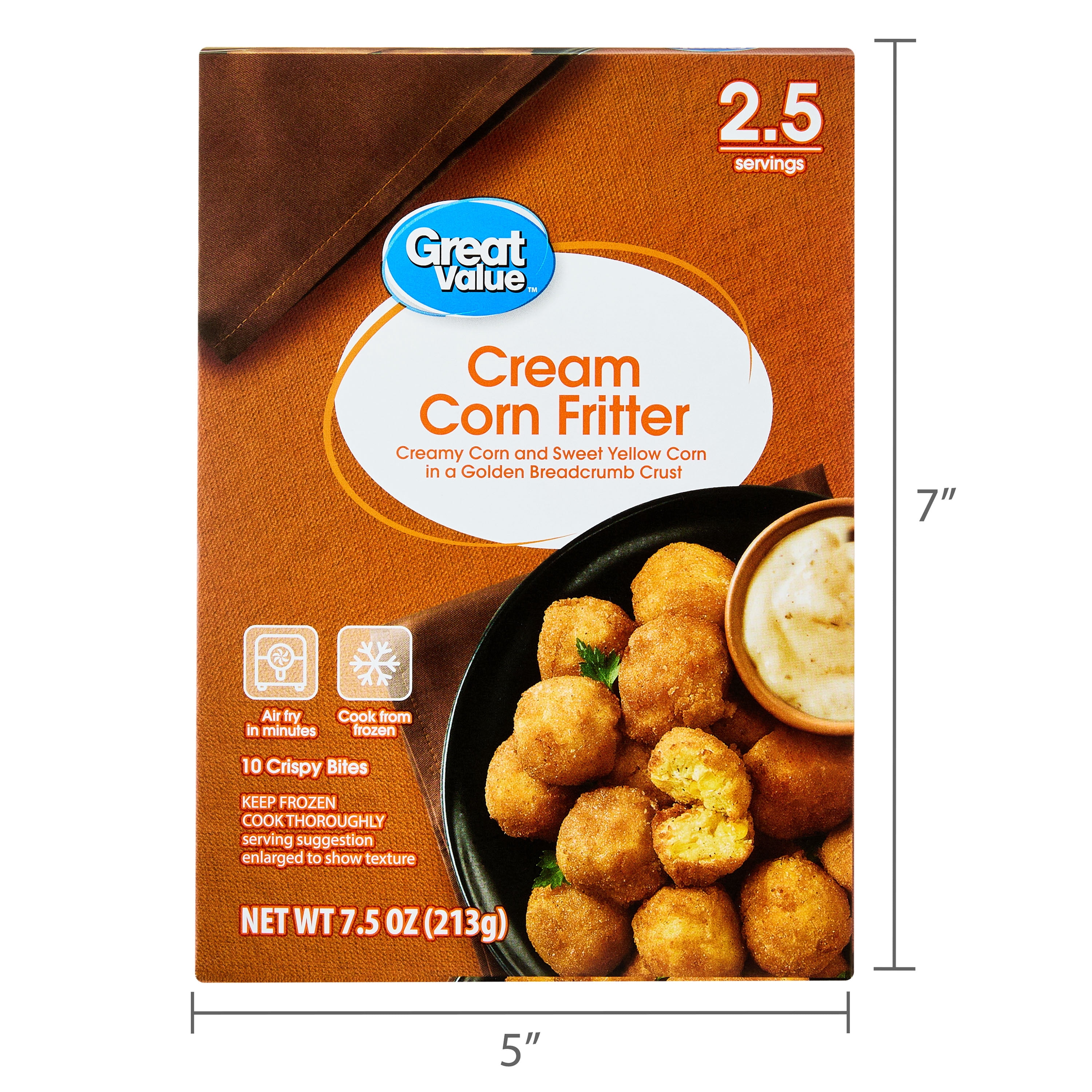 Great Value Cream Corn Fritter, 7.5 oz (Frozen)