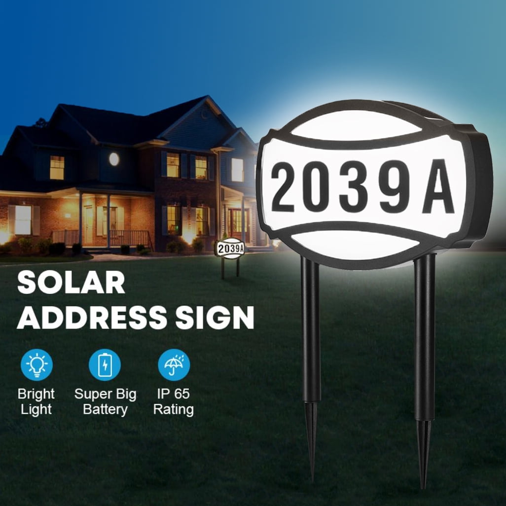 Solar Power LED House Number Light Waterproof House Door Number Sign LED Address Numbers Plaques for Outdoor House Hotel Bar Door Decoration 