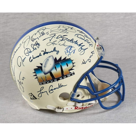 Beautiful Super Bowl MVP's Signed Full Size Authentic Helmet 26 Sigs Beckett COA
