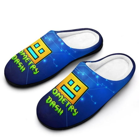 

Mens Cozy Slippers Geometry Dash Geometry Dash Warm Soft Plush Slipper Slip-on House Shoes for Home Indoor Outdoor