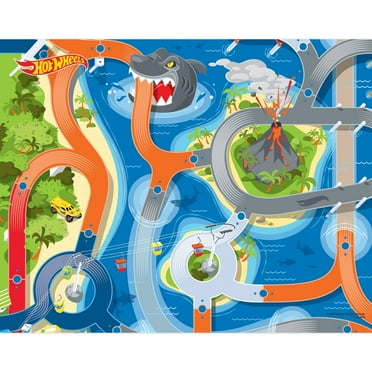 Imaginmat: Deluxe - Hot Wheels - Floor Playmat & Toy Car, 30.5 x 20.5", Character Vehicle & Road Accessories, Durable EVA Foam Mat, Licensed, Kids 3