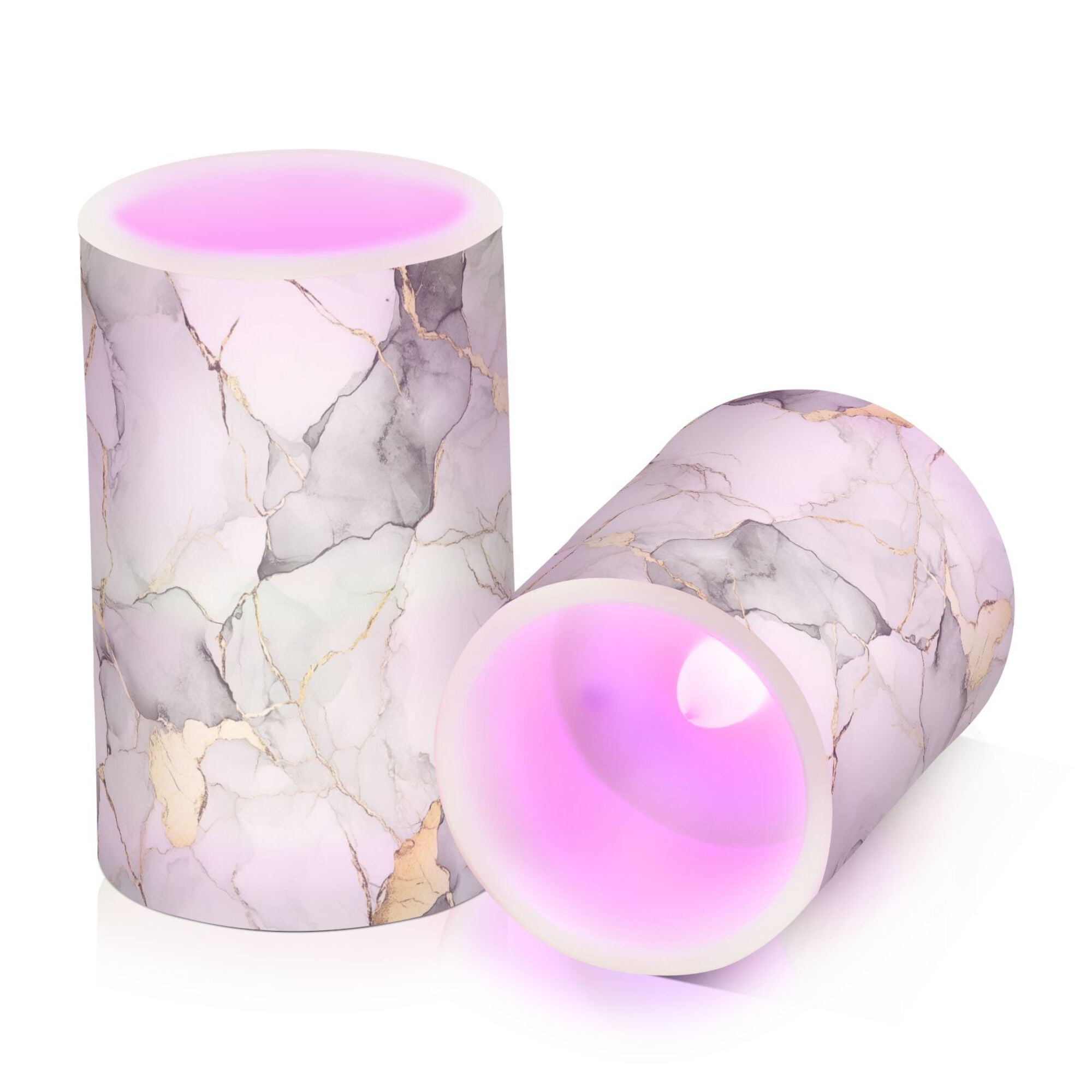 Yayeee Flameless Candles with Remote Flickering Battery Operated Multi Color Changing, Gray Marble Pattern
