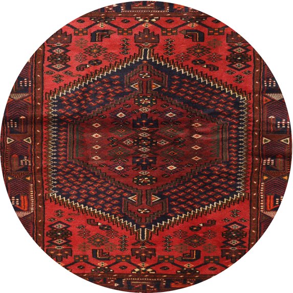 Ahgly Company Indoor Round Traditional Red Persian Area Rugs, 3' Round