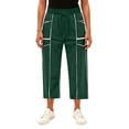 thumbnail image 4 of Lumtrix Womens&nbsp;Capri&nbsp;Pants Barrel Sweatpants Baggy Wide Leg Lounge Pants Summer Travel Pants Beach Vacation Trousers Dark Green S, 4 of 4