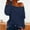 Blue, variant on Women Long Sleeve Tops Solid Slant Shoulder Straight Hem Soft Fabric Fall Shirts