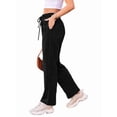 thumbnail image 3 of Women'S Wide Leg Sweatpants High Waisted Baggy Interior Drawstring Sweatpants Straight Leg Sweat Pants Black L, 3 of 7