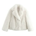 thumbnail image 2 of Faux Fur Coat, Yigetop Women's Faux Coat Long Sleeve Lapel Shaggy Winter Jacket Warm Furry Open Front Outerwear Fur Jacket Beige M, 2 of 4