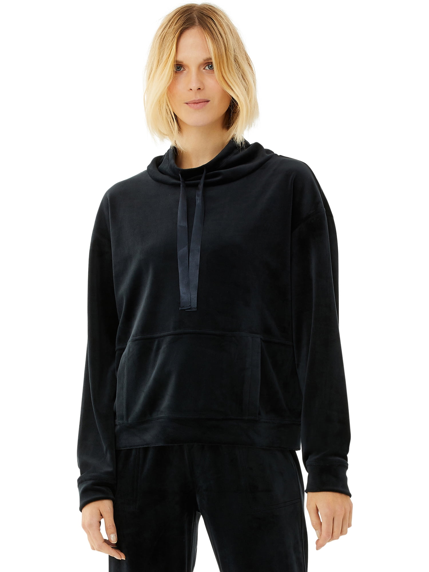 Scoop Women’s Funnel Neck Velour Sweatshirt with Pockets - Walmart.com