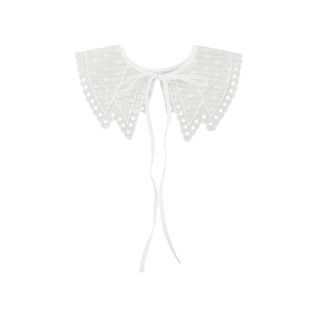 INSPIRE CHIC Detachable False Collar, Embroidery Mini Cape Neck Ruff Dickey Fake Collar for Blouse White-4