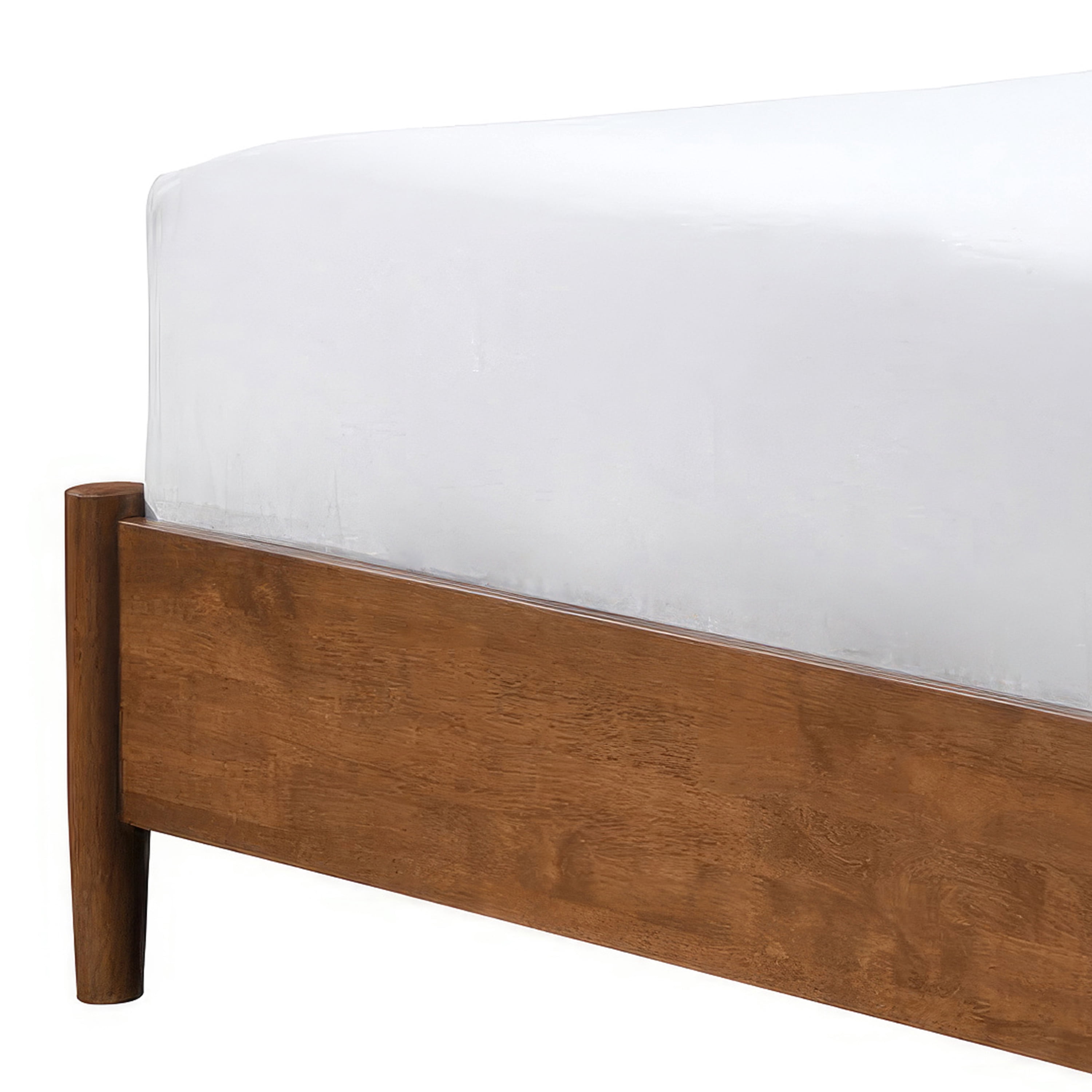 Furniture of America Erik Adult Queen Boucle Fabric and Solid Wood Mattress Ready Bed, Walnut