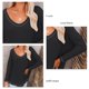 thumbnail image 5 of Mujeres waffle manga larga Top mujer casual suelta moda V cuello waffle manga larga pullover color sólido Top camisa negro M, 5 of 6