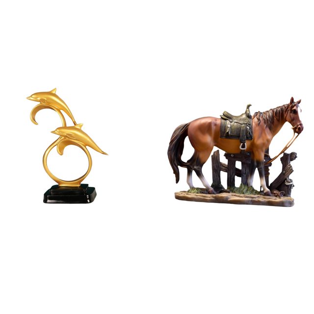 Figura De Delfín Y Caballo De Resina, Moderna Y Realista, Adorno De Escritorio Coleccionable Para El Hogar, La Oficina, La Entrada, El Armario, La Chimenea, La Mesa, La Estantería.