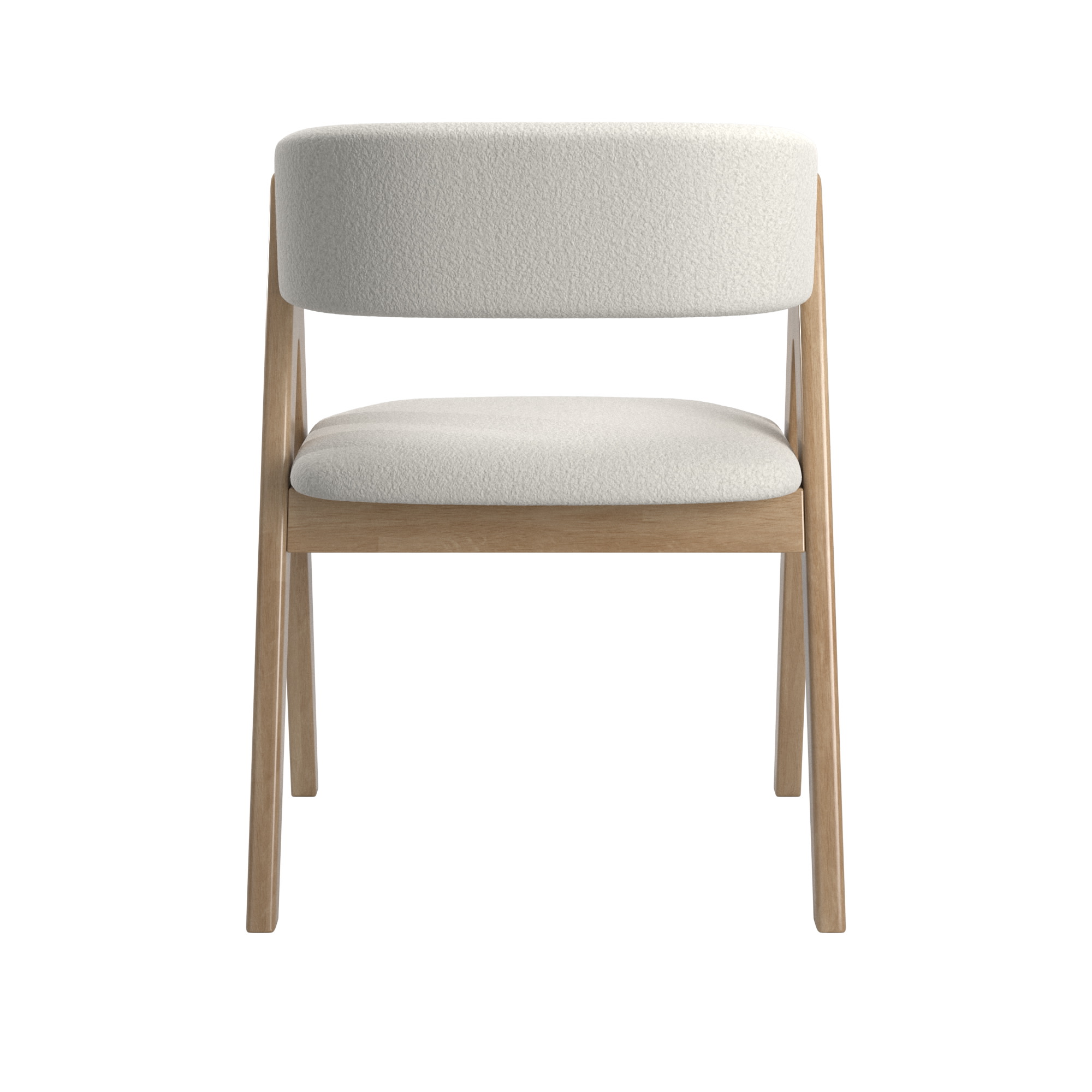 Weston Home Saare  Modern White Boucle Wood Dining Chairs, Natural Finish (Set of 2)