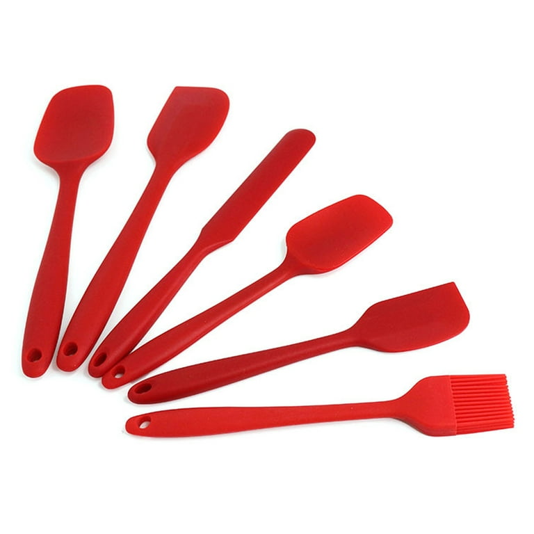 6pcs Silicone Spatula Set Silicone Kitchen Utensils Kit Brush Spoon Spatula  Non\-Stick Cooking Baking Tools beige 