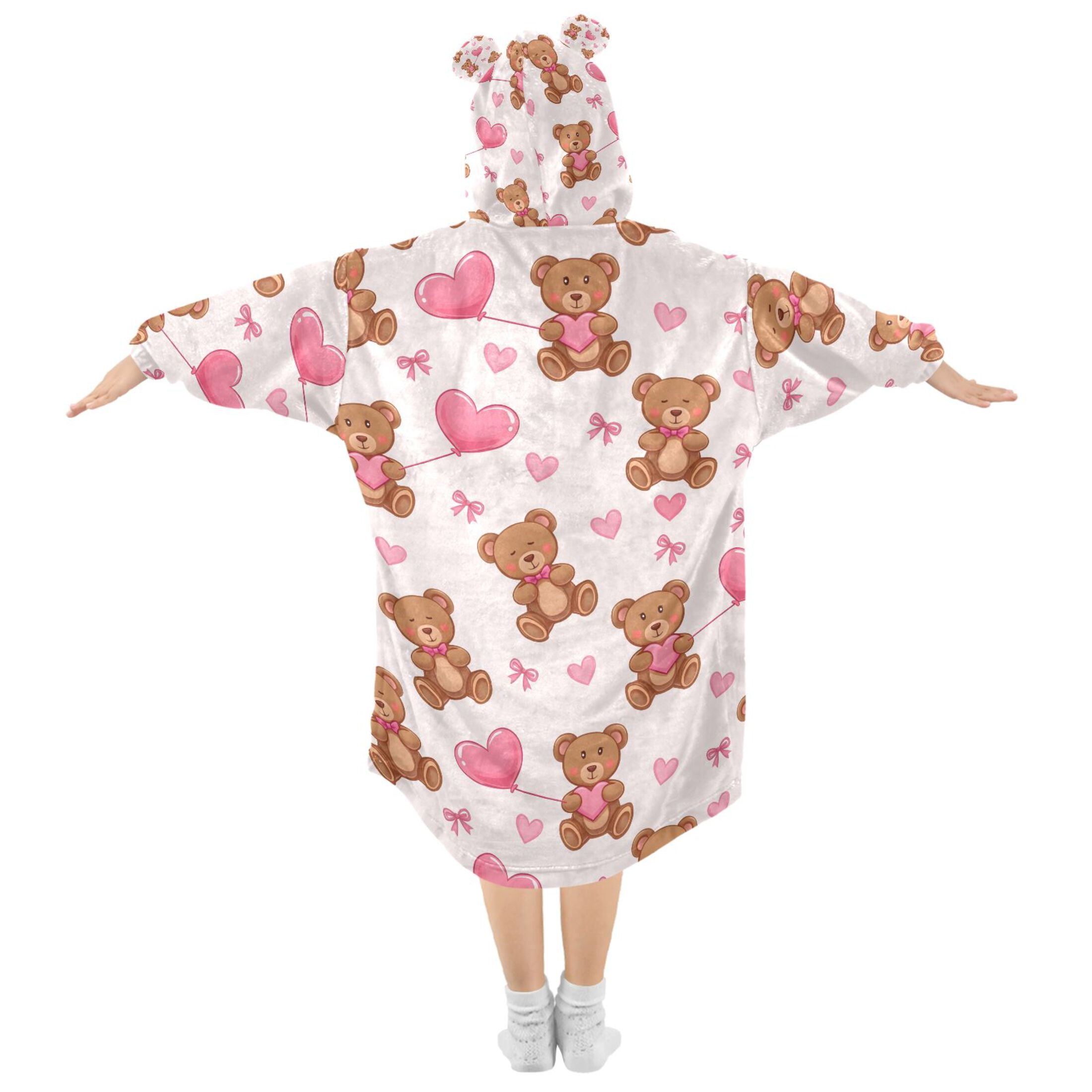 joogoo Blanket Hoodie Cute Bears with Balloon for Oversize Sweatshirt Boys Girls 3-14 YR L