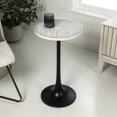 thumbnail image 3 of JONATHAN Y Nysha 25" Modern Bohemian Metal/Resin Inlay Top Pedestal Drink Table and Decorative End Table, Gray/White, END1007D, 3 of 6