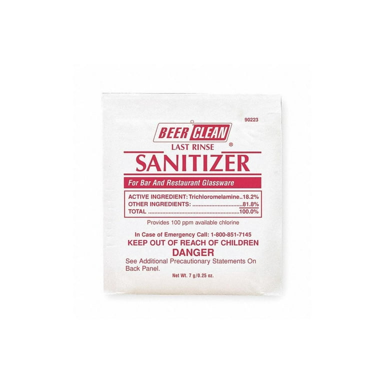 Beer Clean Last Rinse Glass Sanitizer, Powder, 0.25 oz Packet, 100/Carton Beer Clean Last Rinse Glass Sanitizer, Powder, 0.25 oz Packet, 100/Carton