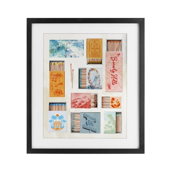 California Beach Matchboxes Black Framed Print Under Glass, design by Ziwei Li