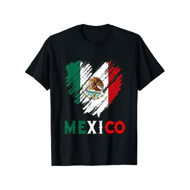 Camiseta 100 % algodón con diseño de corazón y águila patriótica de la bandera mexicana para amantes de la herencia.