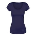 thumbnail image 3 of Emmalise Women's Short Sleeve Tshirt Scoop Neck Tee Value Set (3Pk, Deep Jungle, Purple, Red, Large), 3 of 5