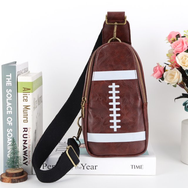 Bolso De Pecho Bolso retro en el pecho con estampado informal PU Crossbody Sling Bags para hombres y mujeres (Rugby)