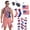 Style A, variant on American Flag Overalls Shorts for Men Women 4th of July Costume Red White and Blue American Flag Overalls