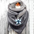 thumbnail image 2 of Women Flowers Butterfly Print Cotton Winter Warm Button Up Scarf, 2 of 3