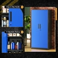 thumbnail image 5 of SOLAURA Metal Storage Cabinet, 71" Garage Storage Cabinet with Lock, Black Blue Metal Cabinet with 2 Doors and 4 Adjustable Shelves for Home Office, File, Easy Assemble, 5 of 8